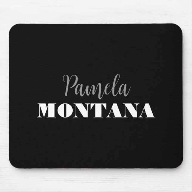 Black Minimalist Personal Modern Mouse Pad (Front)