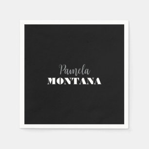 Black Minimalist Personal Modern Napkin