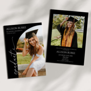 Black Minimalist Photo Arch Graduation Party Invitation
