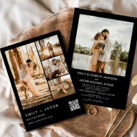 Black Minimalist Photo QR code Five 5 Wedding