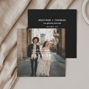 Black Minimalist Photo Save Our Date Square Save The Date