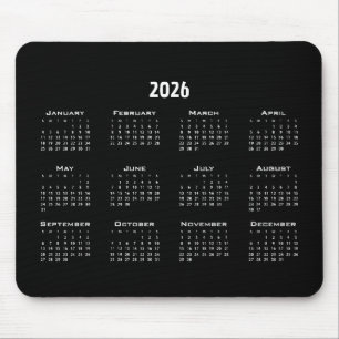 Black Minimalist Plain Calendar   Modern Simple Mouse Pad