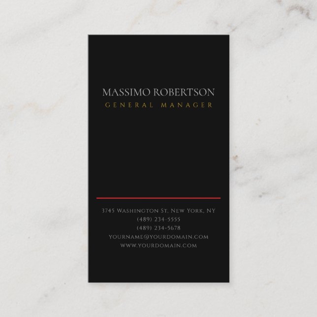 Black Minimalist Plain Modern Business Card (Front)