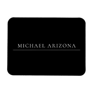 Black Minimalist Plain Modern Own Name Magnet