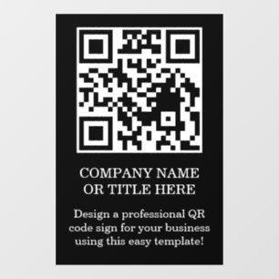 Black Minimalist QR Code Business Window Cling