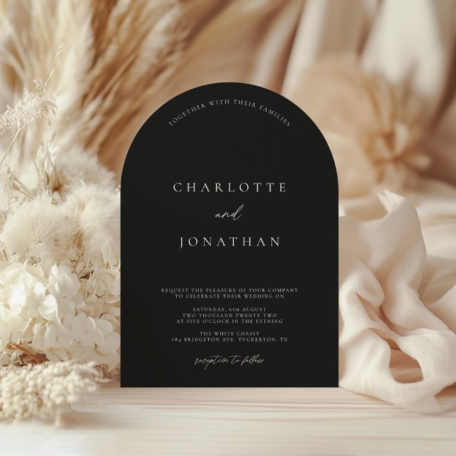 Black Minimalist QR Code Modern Wedding Invitation (Creator Uploaded)