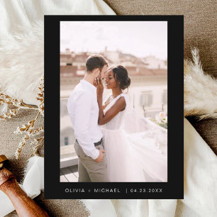 Black Minimalist Save the Date Script Photo  Postcard