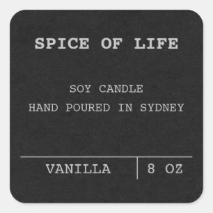Black Minimalist Scented Soy Candle labels