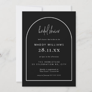Black Minimalist Script Arch Bridal Shower Invitation