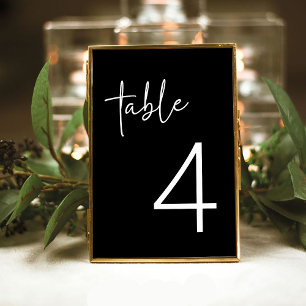 Black Minimalist Script Bridal Shower Flat Table Number