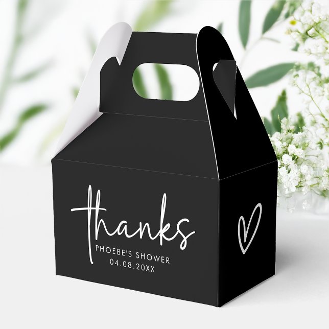 Black Minimalist Script Bridal Shower Gable Favour Box (Creator Uploaded)