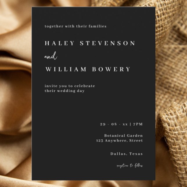 Black Minimalist Script Chic Formal Wedding Invitation (Creator Uploaded)