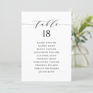 Black Minimalist Script Seating Plan Table Number