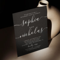 Black minimalist script wedding engagement party