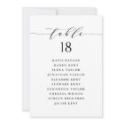 Black Minimalist Script Wedding Seating Plan Card