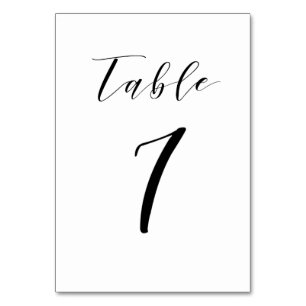 Black Minimalist Script Wedding Table Number