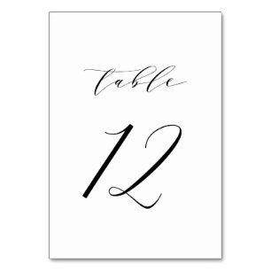 Black Minimalist Script Wedding Table Number 12