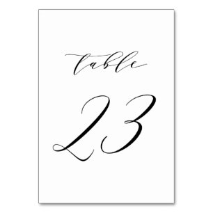 Black Minimalist Script Wedding Table Number 23