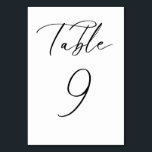 Black Minimalist Script Wedding Table Number Card<br><div class="desc">Table 9. Elegant table numbers card featuring black minimalist script. This black and white table number is perfect for weddings,  graduation,  baby showers,  bridal showers and other events. Other number and colour are available.</div>