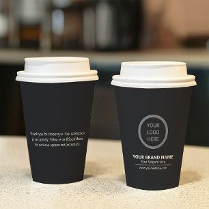 Black Minimalist Simple Company Logo Event Promo Paper Cups