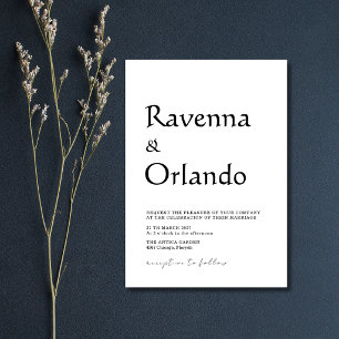 Black Minimalist Simple Modern Wedding Invitation