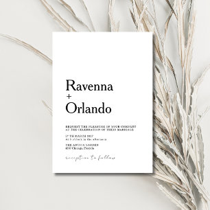 Black Minimalist Simple Modern Wedding Invitation