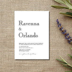 Black Minimalist Simple Modern Wedding Invitation