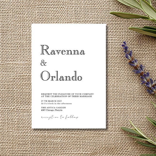 Black Minimalist Simple Modern Wedding Invitation (Creator Uploaded)