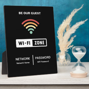 Black Minimalist Simple Wifi Password Plaque