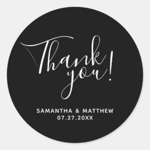 Black Minimalist Thank You Wedding Envelope Seal