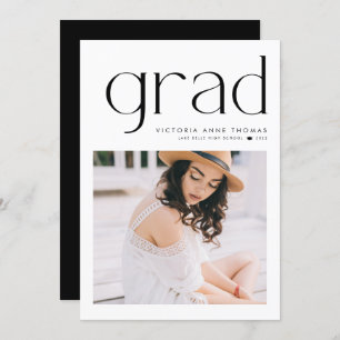 Black Minimalist Typography Photo Graduation Announcement