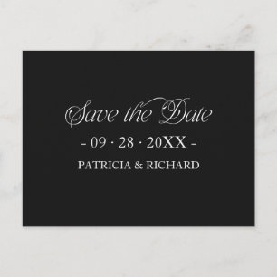 Black Minimalist Typography Save the Date Postcard
