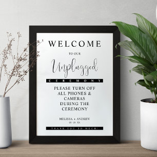Black Minimalist Unplugged Wedding Sign