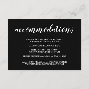 Black Minimalist Wedding Accommodations Enclosure Card