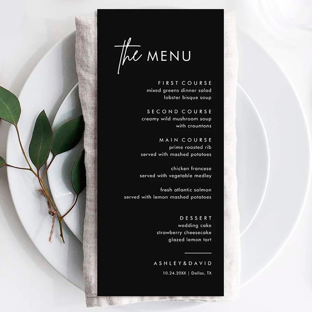 Black Minimalist Wedding Dinner Menu (Creator Uploaded)