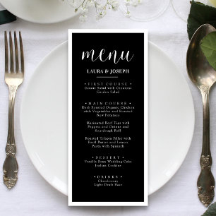 Black Minimalist Wedding Dinner Menu