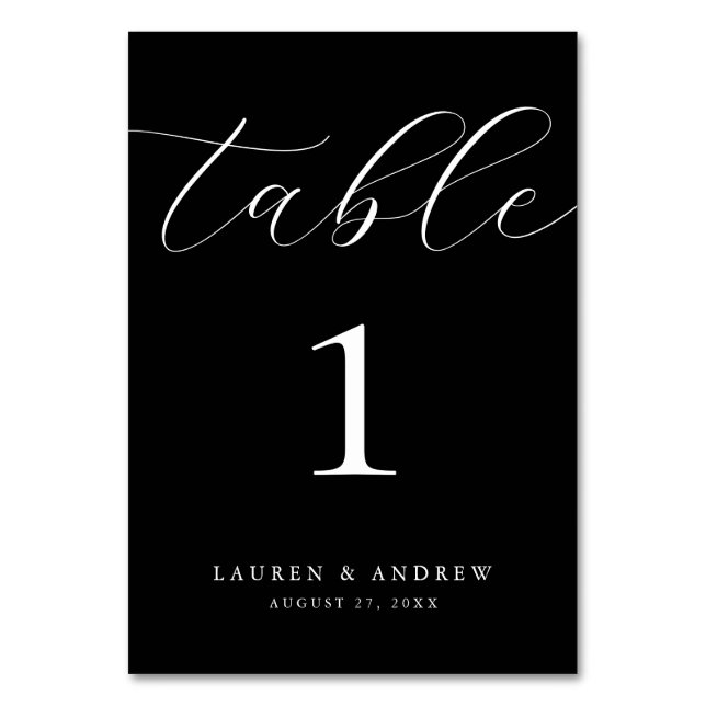 Black Minimalist Wedding | Event Custom  Table Number (Front)