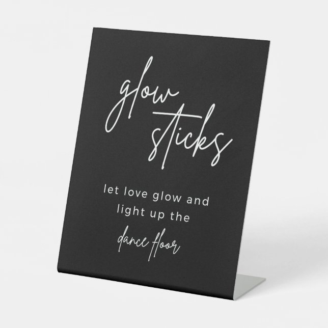 Black Minimalist Wedding Glow Stick Send Off Sign (Front)