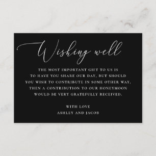 Black Minimalist Wedding   Honeymoon Wishing Well Enclosure Card