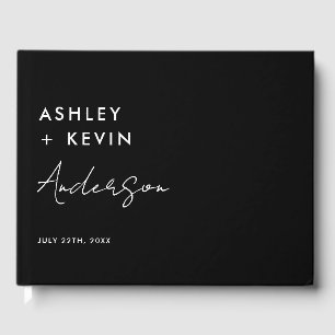 Black Minimalist Wedding Photo Booth Guest Book