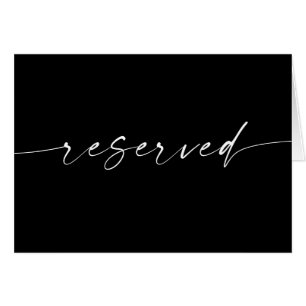 Black Minimalist Wedding Script Reserved Sign