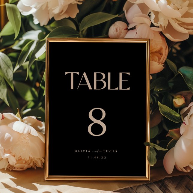 Black Minimalist Wedding Table Number (Creator Uploaded)