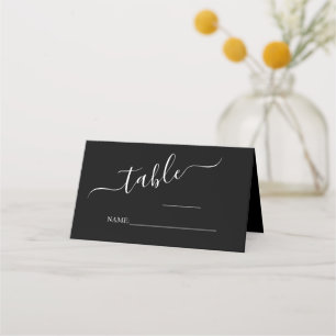 Black Minimalist Wedding Table Number Place Card