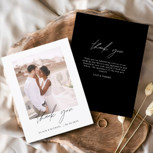 Black Minimalist Wedding Thank You Photo Card