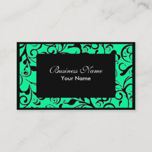 Black mint damask appointment business cards