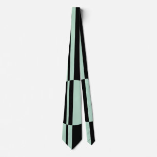 Black mint green bold circle stripes tie