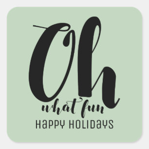Black Mint Green Oh What Fun Holiday Stickers