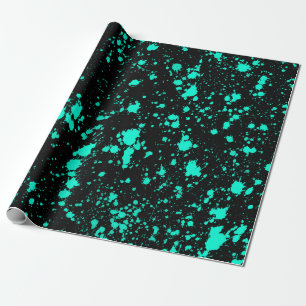 Black Mint Paint Splatter Artistic Splash Creative Wrapping Paper
