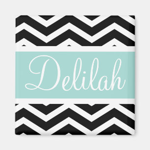 Black Mint Teal Chevron Custom Magnet
