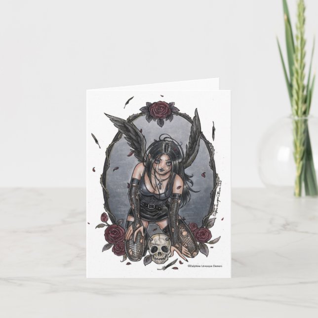 Black Misery Angel Note Card (Front)